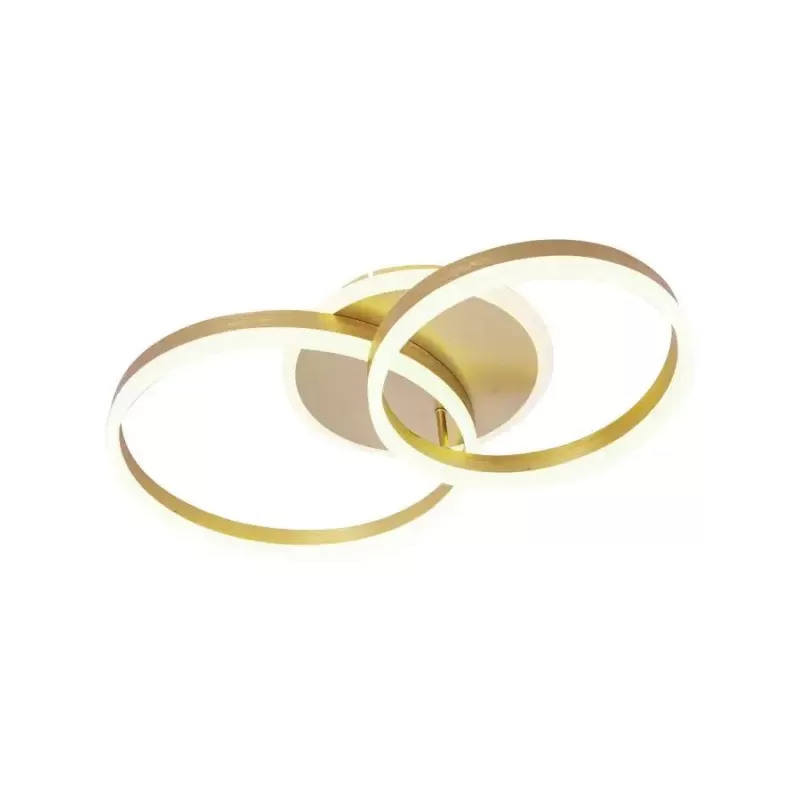 Lustra LED cu telecomanda LYRA 118W, 2 Cercuri, lumina Rece/Calda/Neutra, Dimabila, Auriu Periat