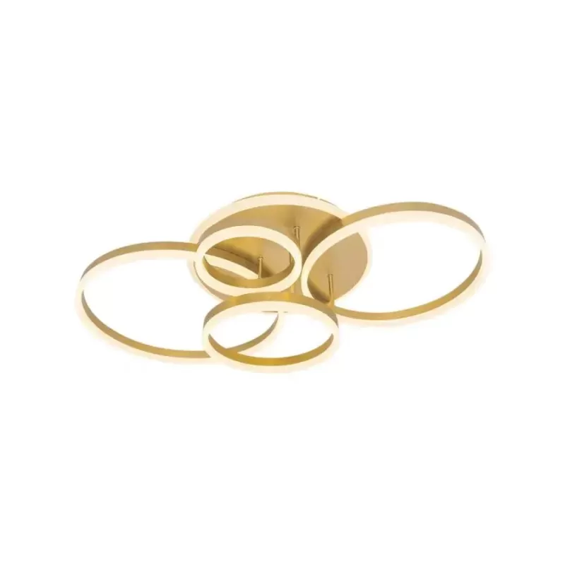 Lustra LED cu telecomanda LYRA 220W, 4 Cercuri, lumina Rece/Calda/Neutra, Dimabila, Auriu Periat