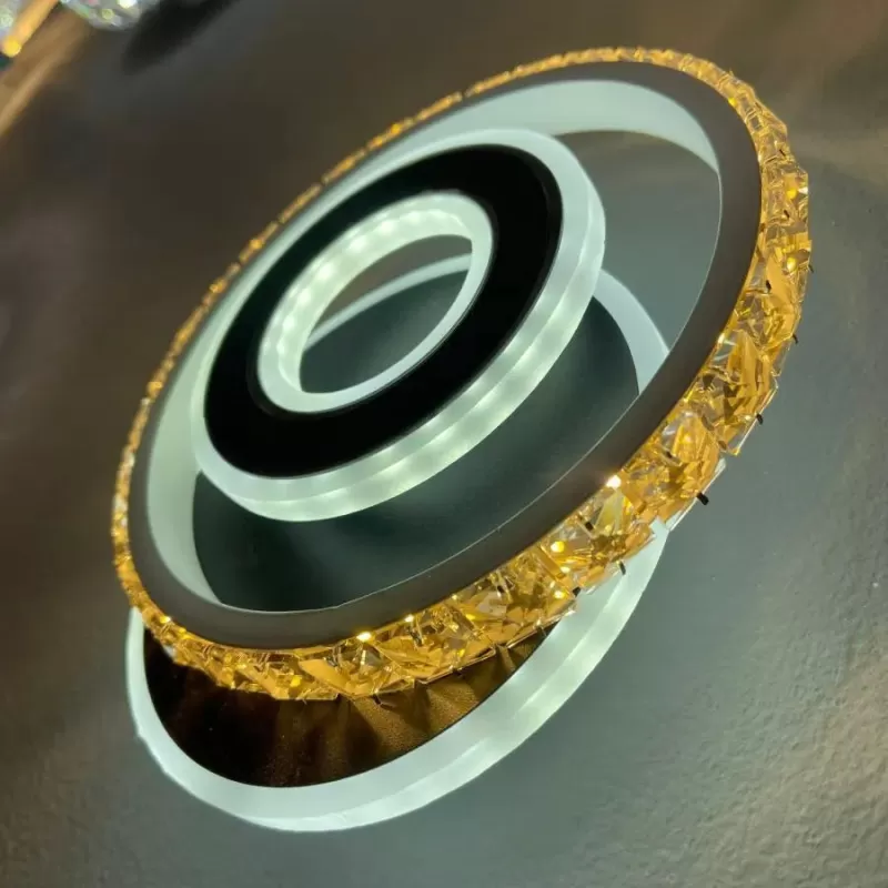 Lustra LED Cristal, Inara, 40W, Lumina Rece/Calda/Neutra, Negru