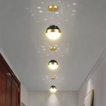 Lustra LED ITRISI 9W, Glob, lumina Rece/Calda/Neutra, Auriu Lucios Negru