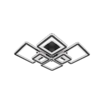 Lustra LED cu telecomanda si cristal QUADRIS RGB 330W, 6 Patrate, lumina Rece/Calda/Neutra, Dimabila, Negru