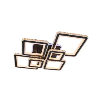 Lustra LED cu telecomanda si cristal QUADRIS RGB 330W, 6 Patrate, lumina Rece/Calda/Neutra, Dimabila, Negru