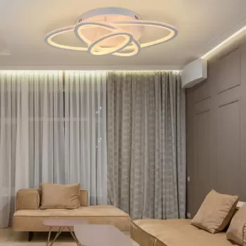 Lustra LED cu telecomanda GENTIANA 75W, 3 Elipse, lumina Rece/Calda/Neutra, Dimabila, Alb