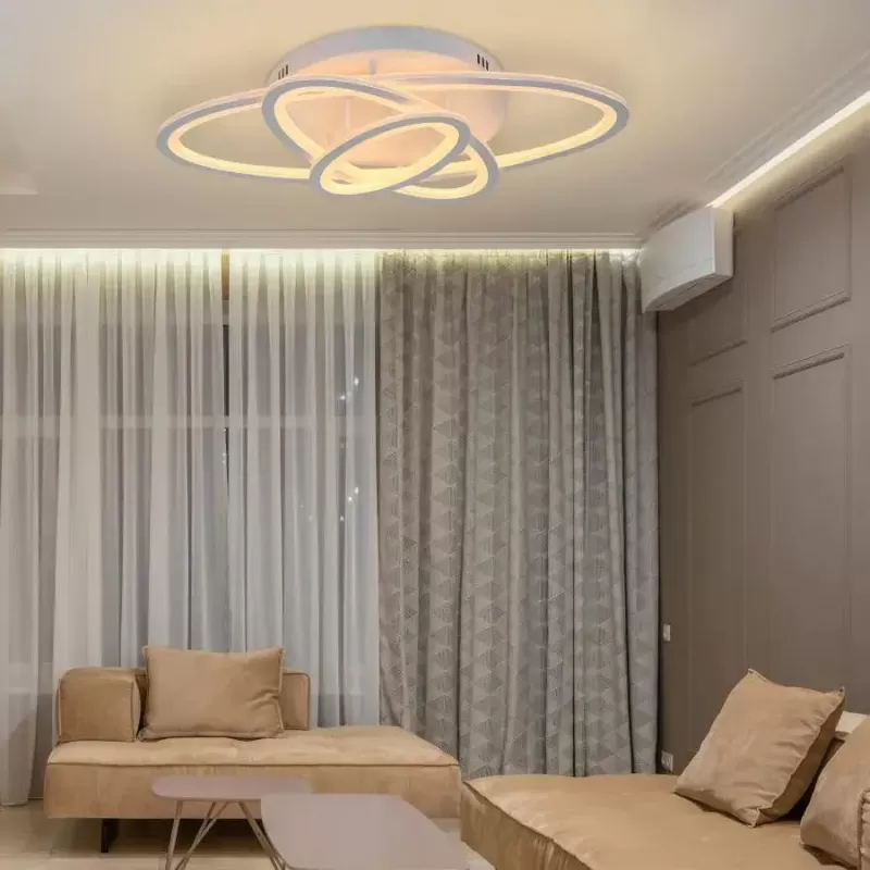 Lustra LED cu telecomanda GENTIANA 75W, 3 Elipse, lumina Rece/Calda/Neutra, Dimabila, Alb