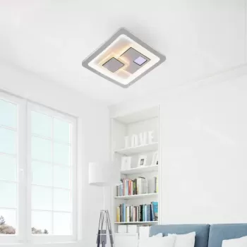 Lustra LED KEREN 24W, Diametru 26cm, Patrata, lumina Rece/Calda/Neutra, Alb