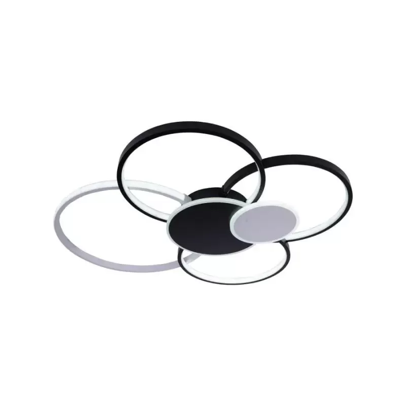 Lustra LED cu telecomanda KILLIAN 74W, 6 Cercuri, lumina Rece/Calda/Neutra, Dimabila, Negru Alb