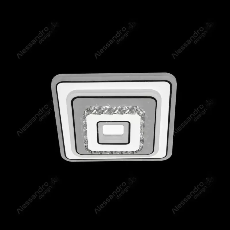 Lustra LED cu cristal MITA 32W, Diametru 20cm, Patrata, lumina Rece/Calda/Neutra, Alb