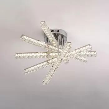 Lustra LED cu telecomanda LUELLA 68W 5 Elemente, Liniara, lumina Rece/Calda/Neutra, Dimabila, Argintiu