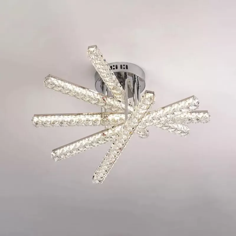 Lustra LED cu telecomanda LUELLA 68W 5 Elemente, Liniara, lumina Rece/Calda/Neutra, Dimabila, Argintiu