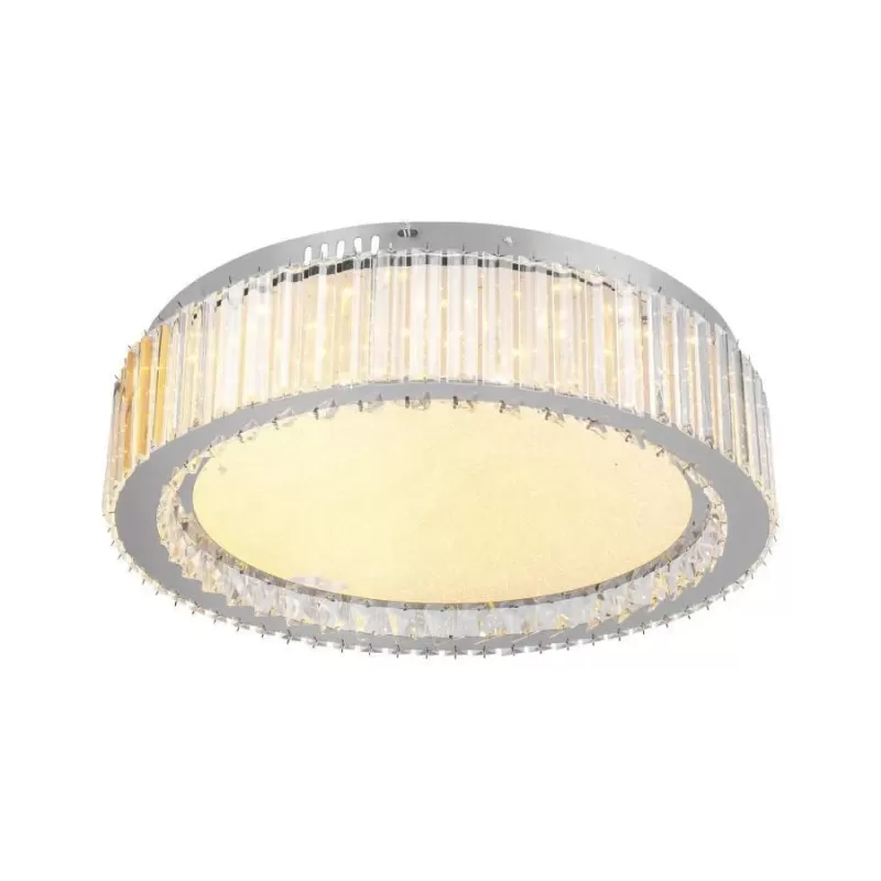 Lustra LED cu telecomanda si cristal MADOX 60W, lumina Rece/Calda/Neutra, Dimabila, Argintiu