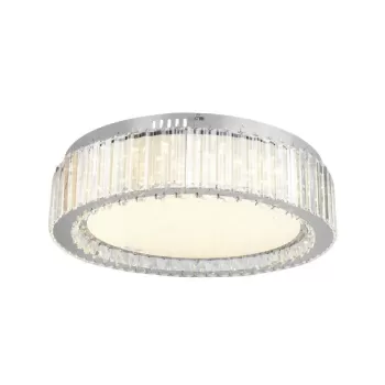 Lustra LED cu telecomanda si cristal MADOX 60W, lumina Rece/Calda/Neutra, Dimabila, Argintiu