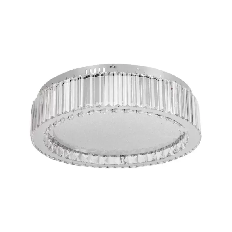 Lustra LED cu telecomanda si cristal MADOX 60W, lumina Rece/Calda/Neutra, Dimabila, Argintiu