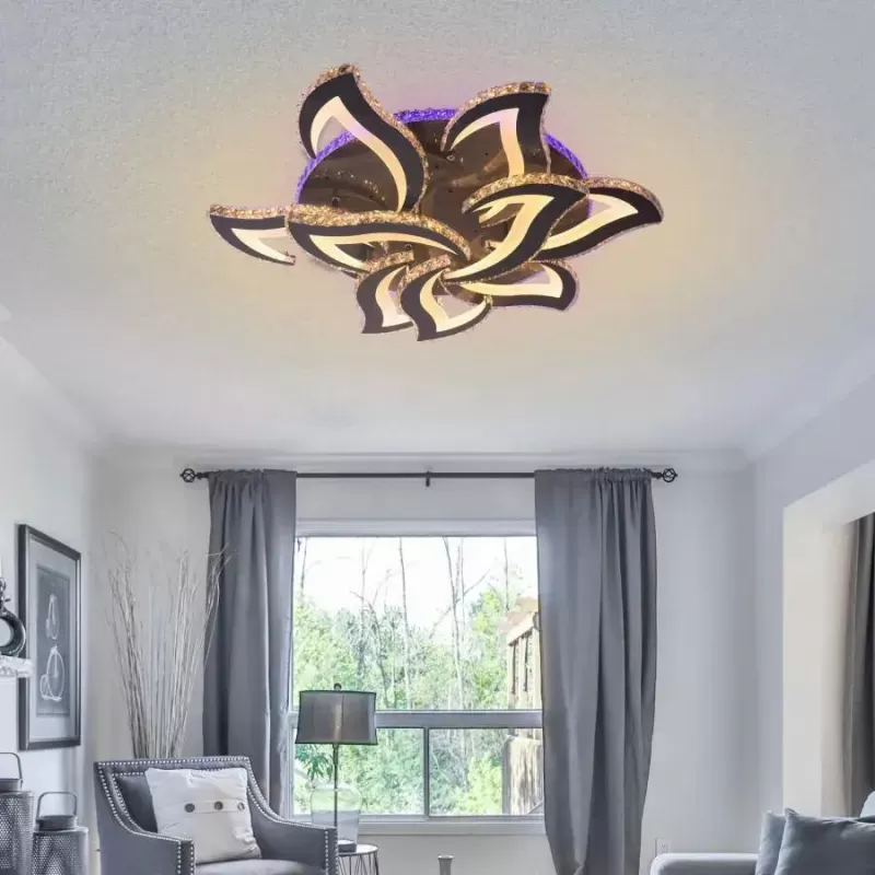 Lustra LED Meibes cu Telecomanda, 300W, Dimabila, Crom