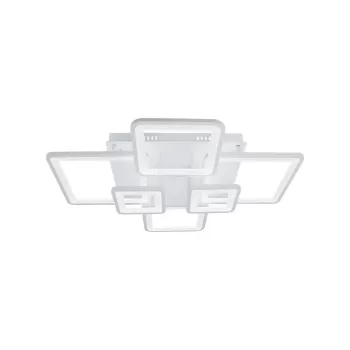 Lustra LED cu telecomanda ELLA 124W, 6 Patrate, lumina Rece/Calda/Neutra, Dimabila, Alb