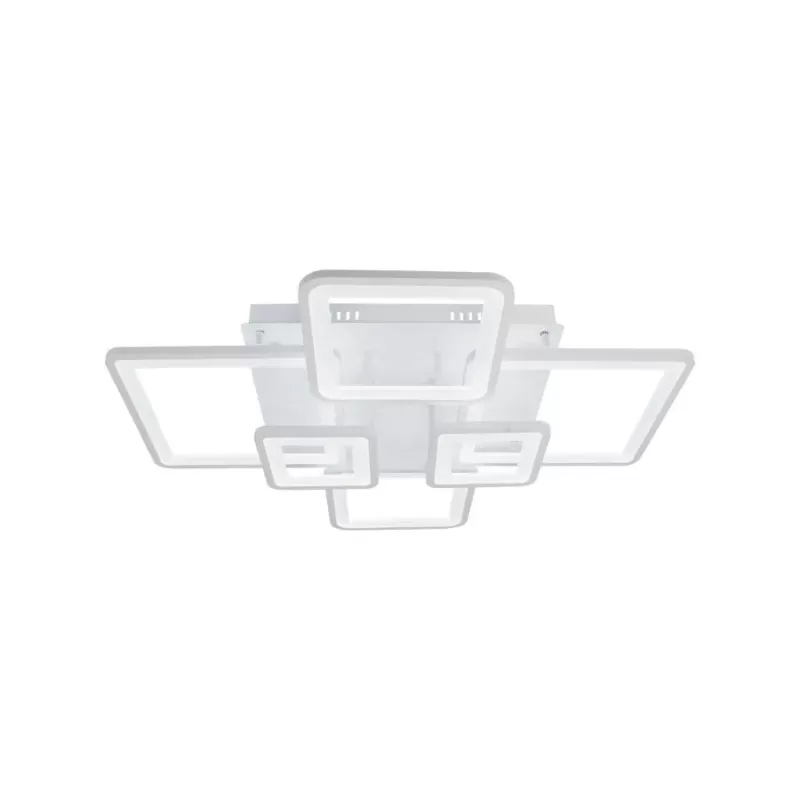 Lustra LED cu telecomanda ELLA 124W, 6 Patrate, lumina Rece/Calda/Neutra, Dimabila, Alb