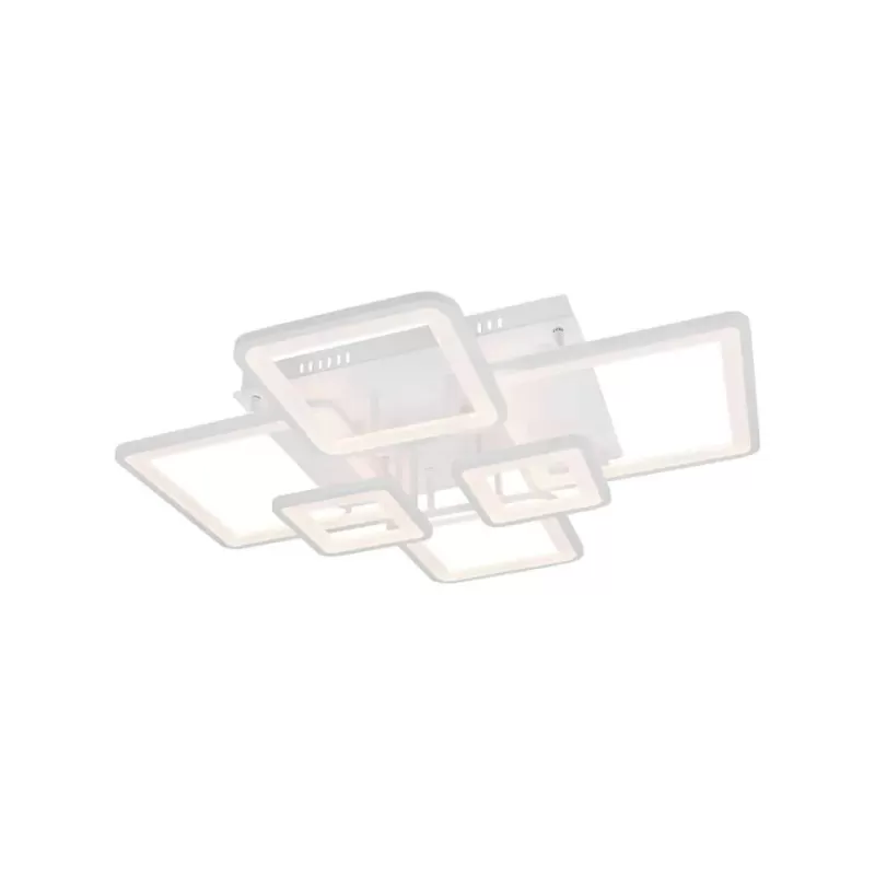 Lustra LED cu telecomanda ELLA 124W, 6 Patrate, lumina Rece/Calda/Neutra, Dimabila, Alb
