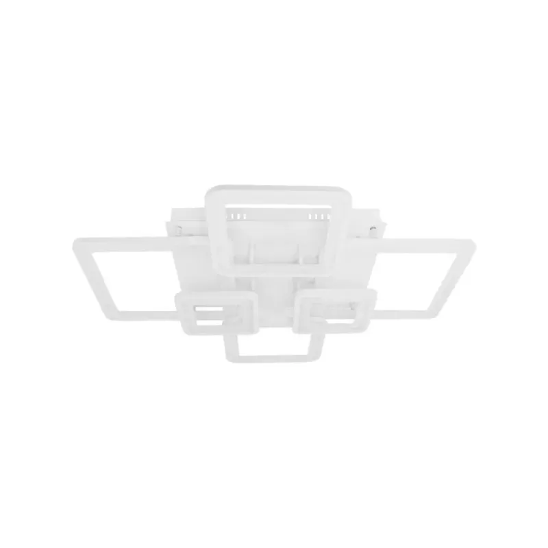 Lustra LED cu telecomanda ELLA 124W, 6 Patrate, lumina Rece/Calda/Neutra, Dimabila, Alb