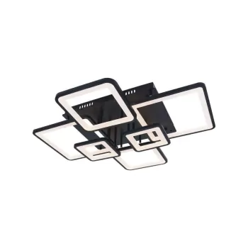 Lustra LED cu telecomanda ELLA 124W, 6 Patrate, lumina Rece/Calda/Neutra, Dimabila, Negru