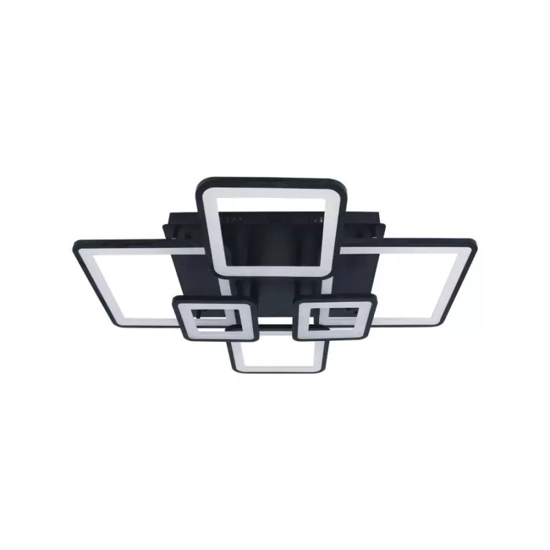 Lustra LED cu telecomanda ELLA 124W, 6 Patrate, lumina Rece/Calda/Neutra, Dimabila, Negru