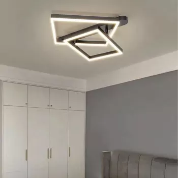 Lustra LED cu telecomanda PAPINI 112W, 2 Patrate, lumina Rece/Calda/Neutra, Dimabila, Negru