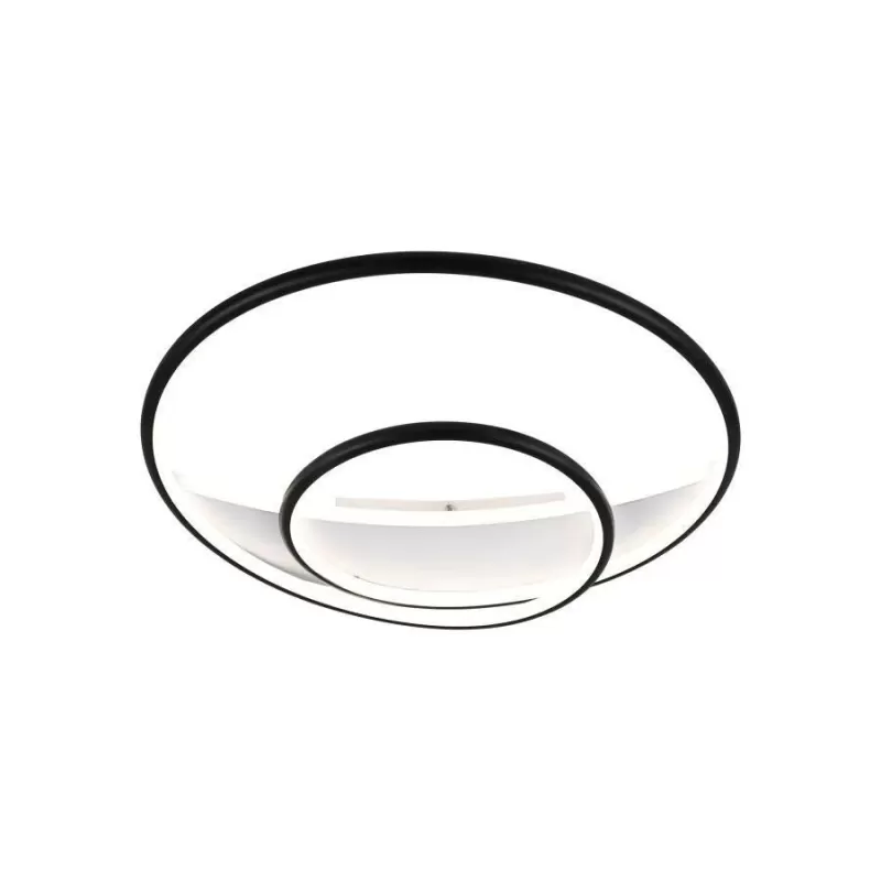 Lustra LED cu telecomanda RACHEL 120W, 2 Cercuri, lumina Rece/Calda/Neutra, Dimabila, Alb Negru