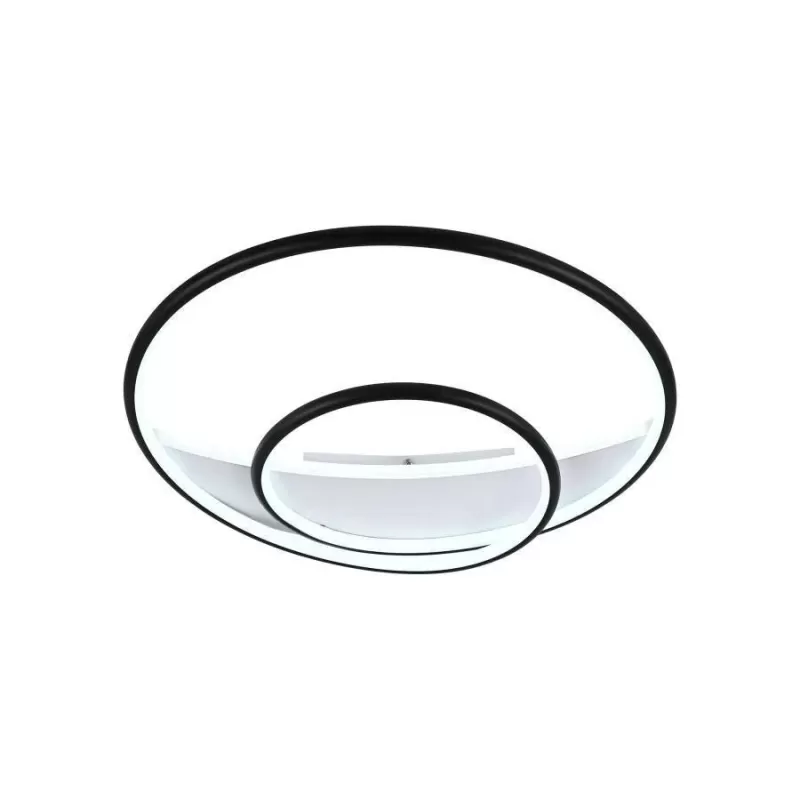 Lustra LED cu telecomanda RACHEL 120W, 2 Cercuri, lumina Rece/Calda/Neutra, Dimabila, Alb Negru
