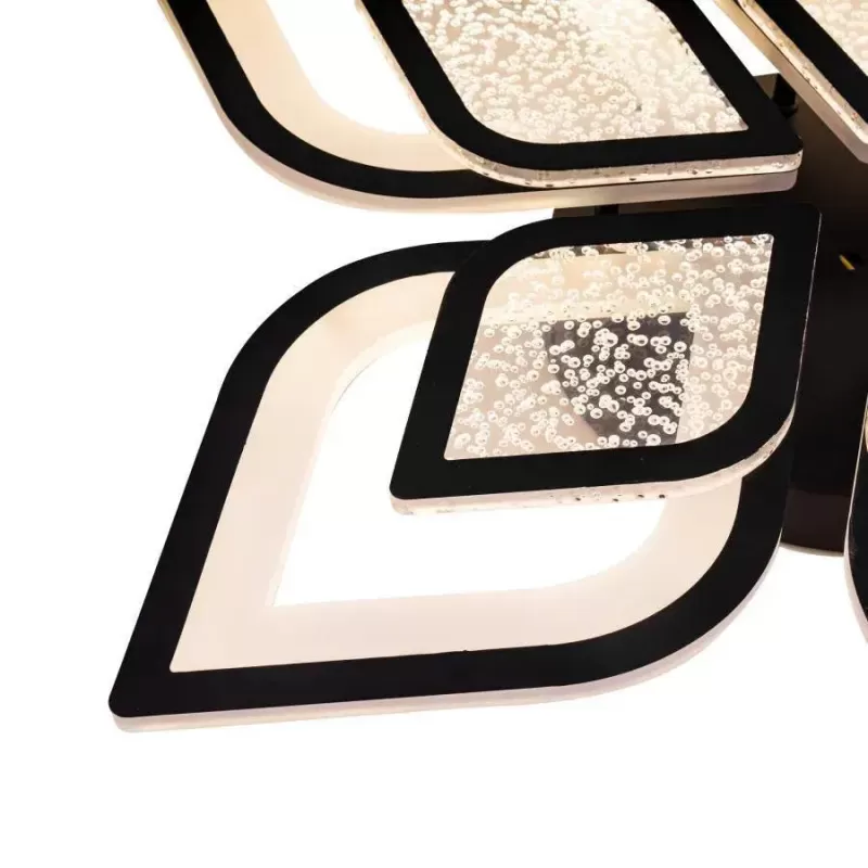 Lustra LED cu telecomanda DALIA 170W, 5 Petale, lumina Rece/Calda/Neutra, Dimabila, Negru