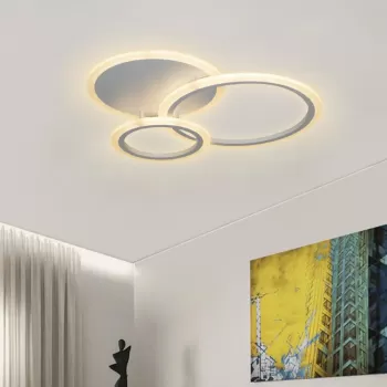 Lustra LED cu telecomanda LUCY 52W, 3 Cercuri, lumina Rece/Calda/Neutra, Dimabila, Alb