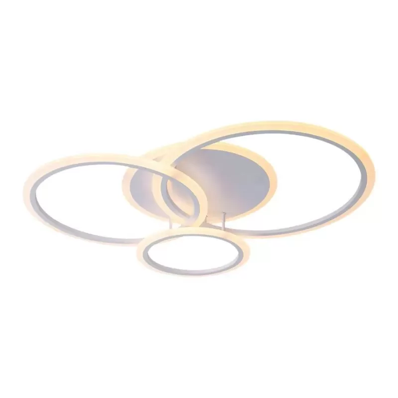 Lustra LED cu telecomanda LUCY 70W, 4 Cercuri, lumina Rece/Calda/Neutra, Dimabila, Alb