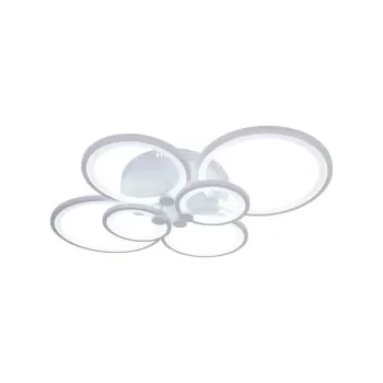 Lustra LED cu telecomanda ALANI 168W, 6 Cercuri, lumina Rece/Calda/Neutra, Dimabila, Alb