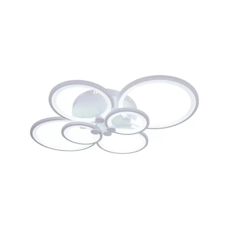 Lustra LED cu telecomanda ALANI 168W, 6 Cercuri, lumina Rece/Calda/Neutra, Dimabila, Alb