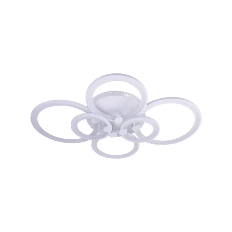 Lustra LED cu telecomanda ALANI 168W, 6 Cercuri, lumina Rece/Calda/Neutra, Dimabila, Alb