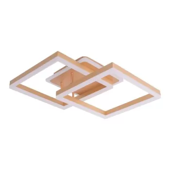 Lustra LED cu telecomanda ARWEN 142W, 2 Patrate, lumina Rece/Calda/Neutra, Dimabila, Auriu