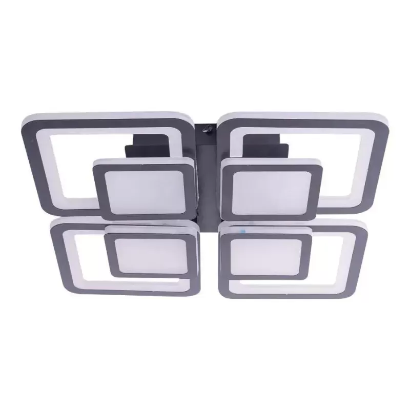 Lustra LED cu telecomanda SUSAN 77W, 4 Patrate, lumina Rece/Calda/Neutra, Dimabila, Negru