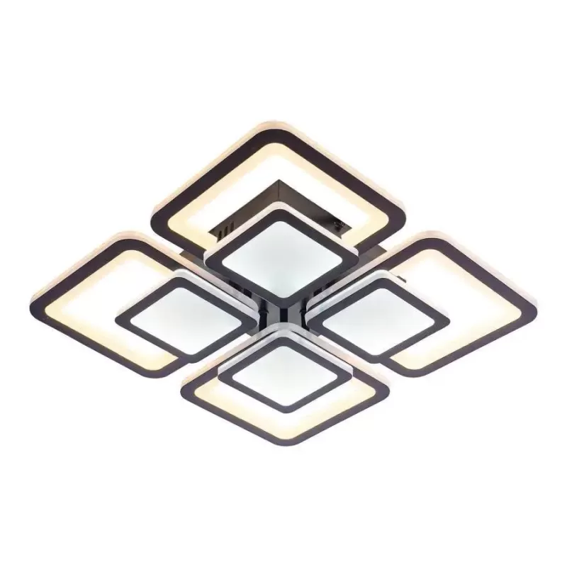 Lustra LED cu telecomanda SUSAN 77W, 4 Patrate, lumina Rece/Calda/Neutra, Dimabila, Negru