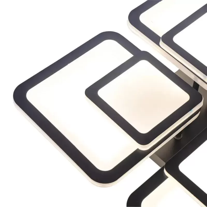 Lustra LED cu telecomanda SUSAN 77W, 4 Patrate, lumina Rece/Calda/Neutra, Dimabila, Negru