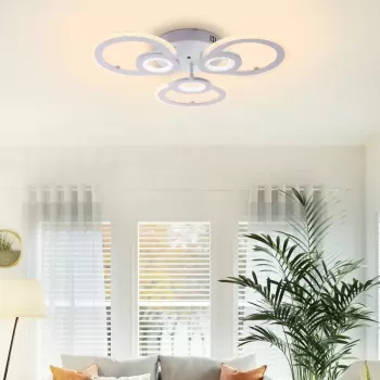 Lustra LED cu telecomanda KADE 80W, 3 Cercuri, lumina Rece/Calda/Neutra, Dimabila, Alb