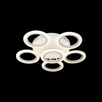 Lustra LED cu telecomanda BOEME 50W, 6 Cercuri, lumina Rece/Calda/Neutra, Dimabila, Alb