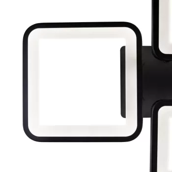 Lustra LED cu telecomanda ELLA 85W, 4 Patrate, lumina Rece/Calda/Neutra, Dimabila, Negru