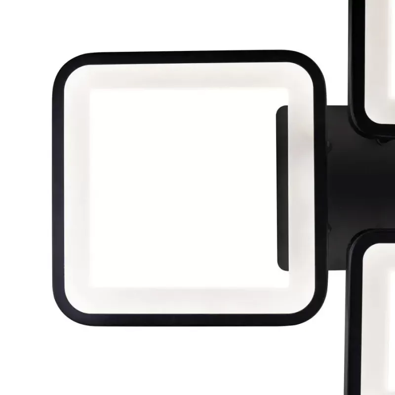 Lustra LED cu telecomanda ELLA 85W, 4 Patrate, lumina Rece/Calda/Neutra, Dimabila, Negru