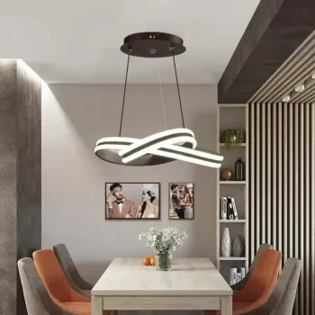 Lustra LED suspendata cu telecomanda INFINITY LOOP 92W, lumina Rece/Calda/Neutra, Dimabila, Negru, Inaltime Reglabila