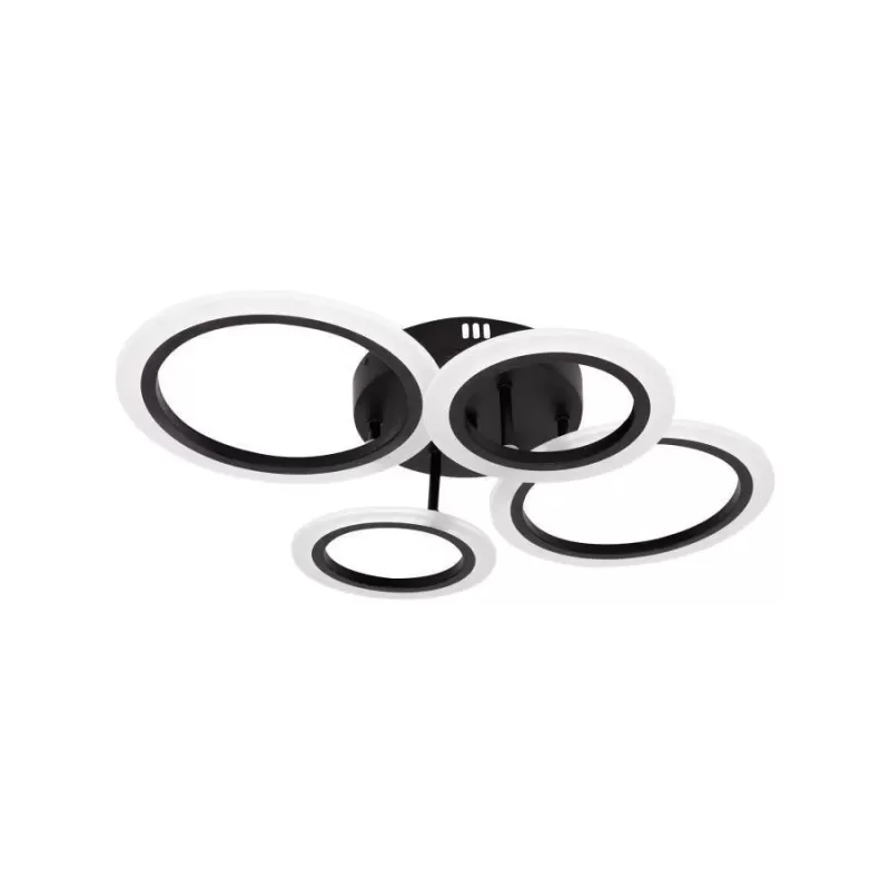 Lustra LED cu telecomanda BETTY 44W, 4 Cercuri, lumina Rece/Calda/Neutra, Dimabila, Negru