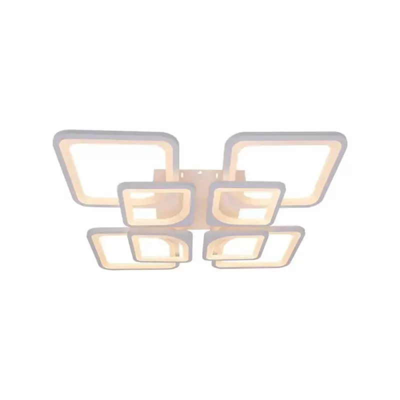 Lustra LED cu telecomanda ZOE 135W, 8 Patrate, lumina Rece/Calda/Neutra, Dimabila, Alb