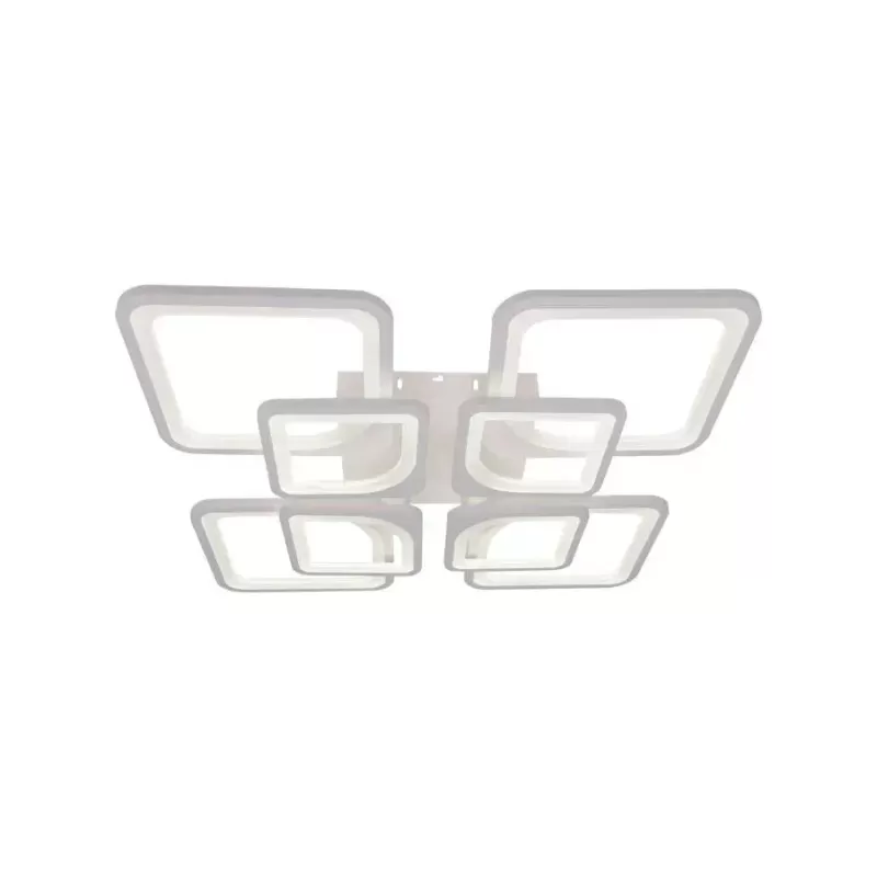 Lustra LED cu telecomanda ZOE 135W, 8 Patrate, lumina Rece/Calda/Neutra, Dimabila, Alb