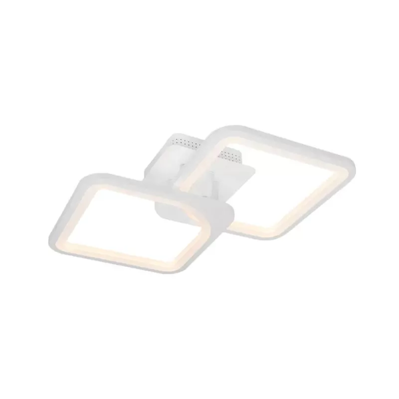 Lustra LED cu telecomanda ZOE 39W, 2 Patrate, lumina Rece/Calda/Neutra, Dimabila, Alb