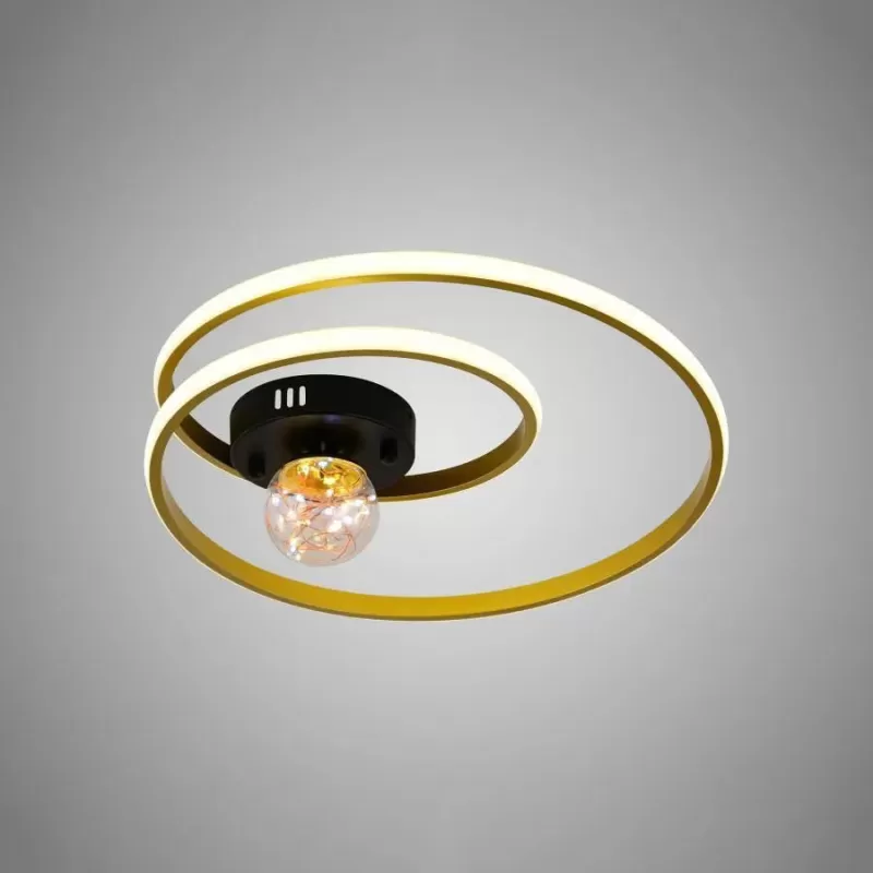 Lustra LED cu telecomanda ISELIN 96W, lumina Rece/Calda/Neutra, Dimabila, Auriu