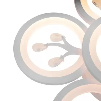 Lustra LED cu telecomanda si cristal DAISY 72W, 6 Elemente, lumina Rece/Calda/Neutra, Dimabila, Alb