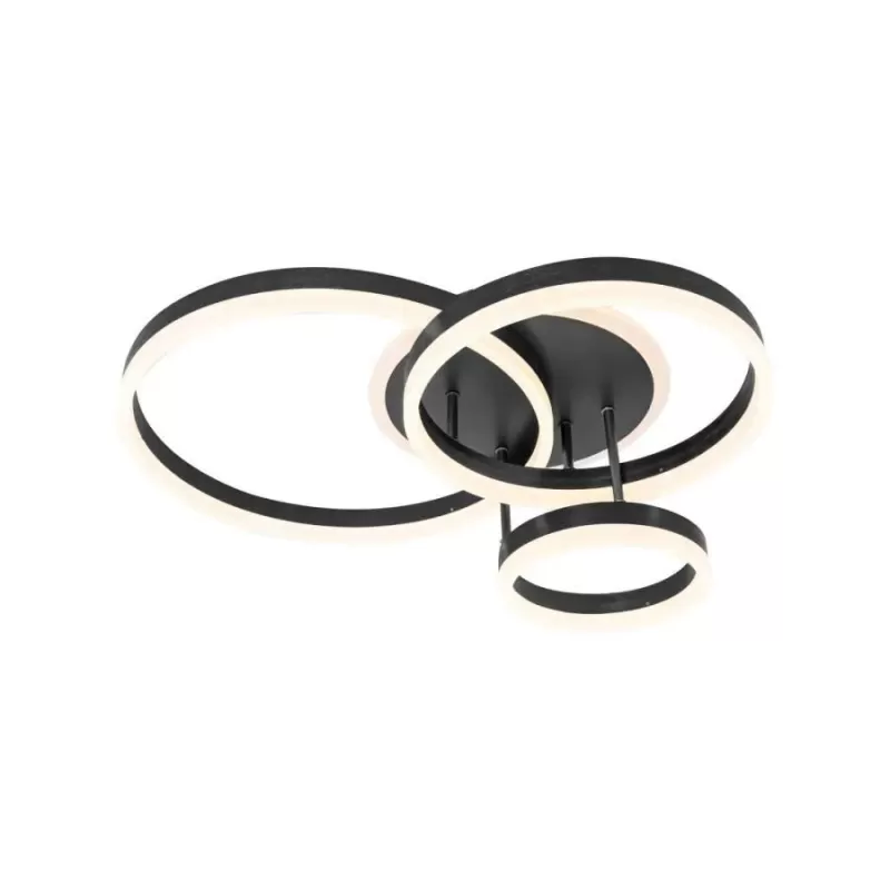 Lustra LED cu telecomanda LYRA 100W, 3 Cercuri, lumina Rece/Calda/Neutra, Dimabila, Negru