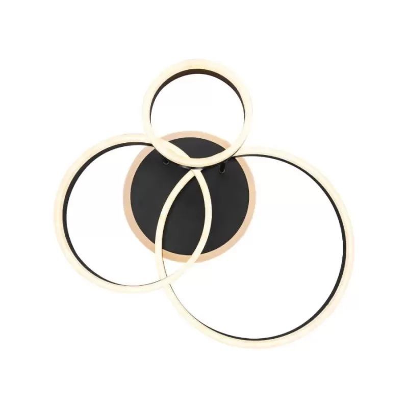 Lustra LED cu telecomanda LYRA 100W, 3 Cercuri, lumina Rece/Calda/Neutra, Dimabila, Negru