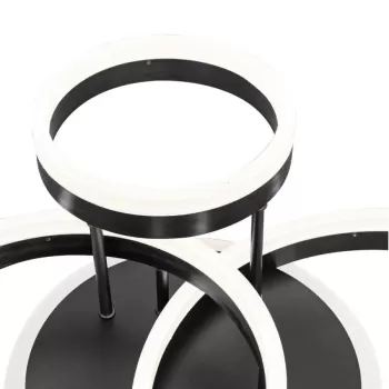 Lustra LED cu telecomanda LYRA 100W, 3 Cercuri, lumina Rece/Calda/Neutra, Dimabila, Negru